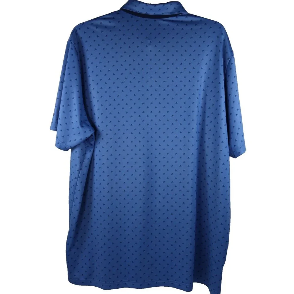 Adidas Golf Polo Shirt Men's Size 2XL Blue & Navy Mini Logo Print Performance